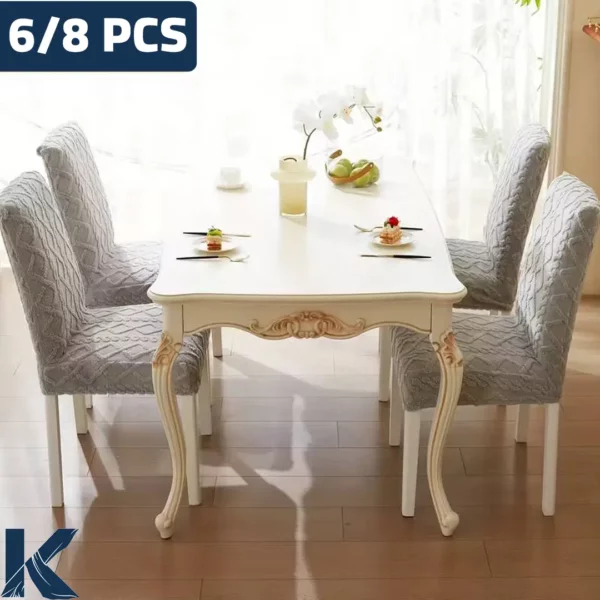 جدّدي شكل سفرتك في دقيقة مع كفرات السفرة الجاكار الفاخرة! خامة مرنة، فخمة، سهلة الغسيل، تناسب كل أنواع الكراسي. متوفرة بألوان كافيه، كشمير، رمادي، وأوف وايت. عرض محدود – الشحن مجاني لكل المحافظات.