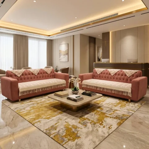 طقم بياضات الأندلس لايت - ركنة 2 كنبة و 6 مناديل